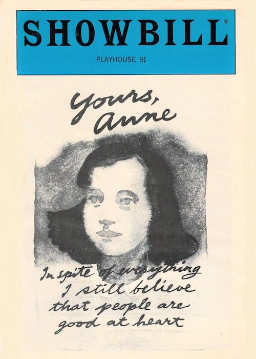 Poster from a performance of Yours, Anne in Manchester, England
